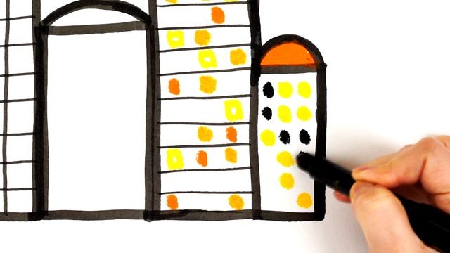 Buildings Drawing Tutorial for Kids | How to draw buildings in the city смотреть онлайн