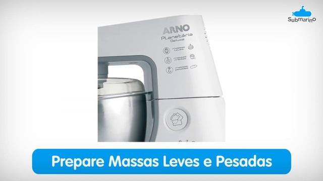 Batedeira Arno Planetária Deluxe Branca 8 Velocidades 1 Tigela de Inox 3 Batedores 4 Litros смотреть онлайн
