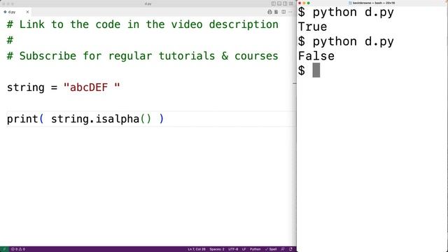String isalpha() Method | Python Tutorial смотреть онлайн