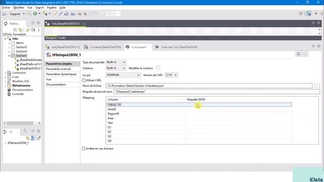 Lecture d'un fichier JSON (Composant tFileInputJSON) – Talend Data Integration #12 смотреть онлайн
