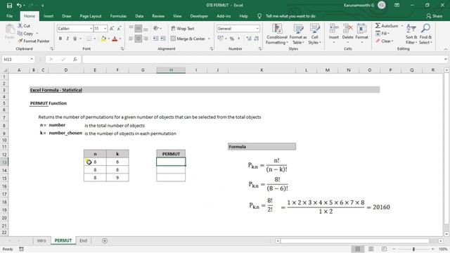 Excel PERMUT Function смотреть онлайн