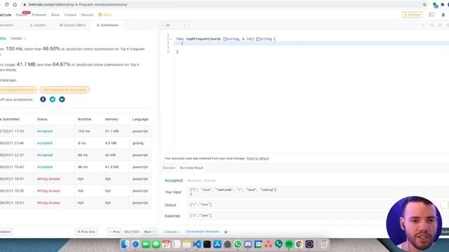 k most frequent word algorithm in Golang смотреть онлайн