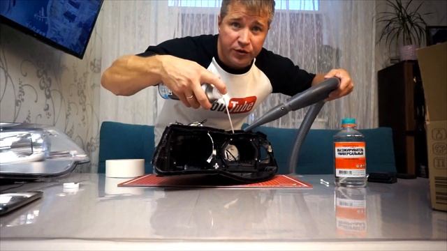 Сборка фары туарег, клеем стекло, чистим паз. Подключение линзы! смотреть онлайн
