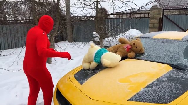 Red Man in Trunk & Purple Fat Man on Chevrolet Camaro w/ Bear & Patera in Car for Kids смотреть онлайн