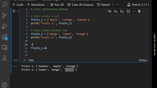 the difference between two sets in Python смотреть онлайн