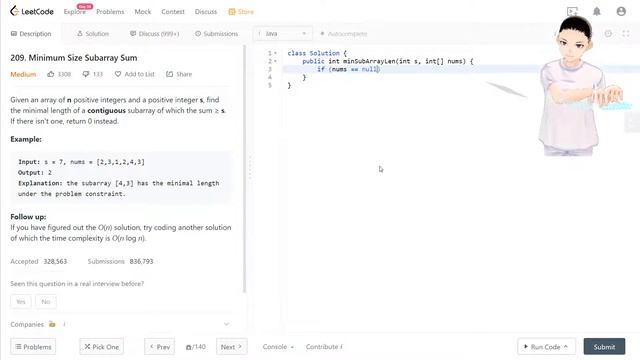 Leetcode 209 - Minimum Size Subarray Sum (JAVA Solution Explained!) смотреть онлайн