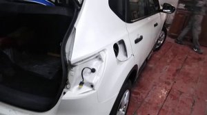 осмотр перед началом работ;ремонт двери и крыла правого заднего на nissan Qashqai
