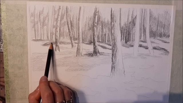 КАК НАРИСОВАТЬ ВЕСЕННИЙ ПЕЙЗАЖ  КАРАНДАШОМ. ПОЭТАПНОЕ РИСОВАНИЕ КАРАНДАШОМ.