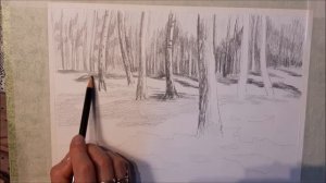 КАК НАРИСОВАТЬ ВЕСЕННИЙ ПЕЙЗАЖ  КАРАНДАШОМ. ПОЭТАПНОЕ РИСОВАНИЕ КАРАНДАШОМ.