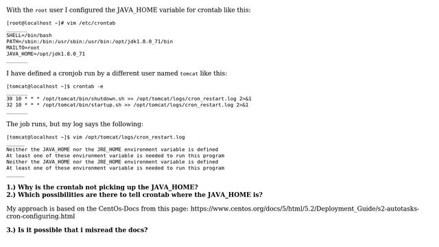 Unix & Linux: CentOs 7 CronTab set JAVA_HOME смотреть онлайн