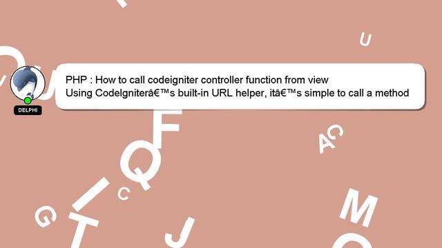 PHP : How to call codeigniter controller function from view смотреть онлайн