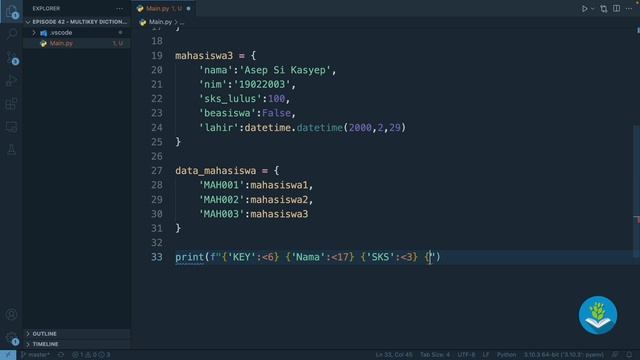 Belajar Python [Dasar] - 42 - Multi keys & Nesting Dictionary смотреть онлайн