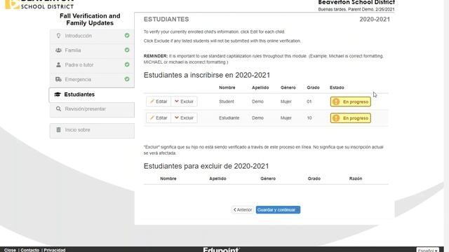 ParentVUE Update Emergency Contact Spanish смотреть онлайн