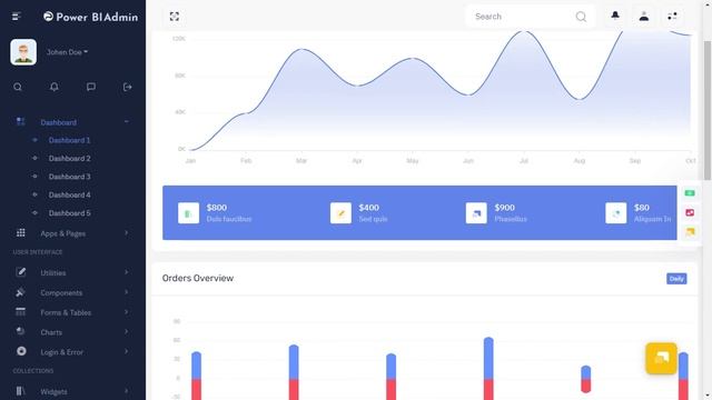 Power BI Dashboard Bootstrap Admin Template with LTR Light Theme смотреть онлайн