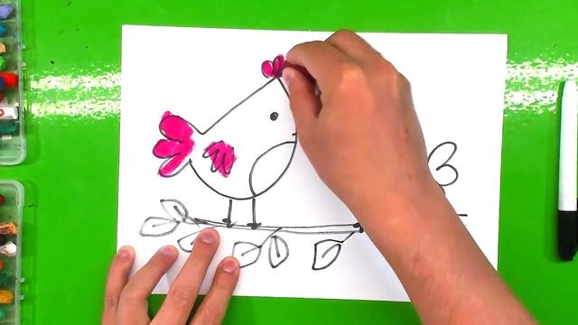 Как нарисовать ДВУХ милых ПТИЧЕК / Рисунки под музыку смотреть онлайн