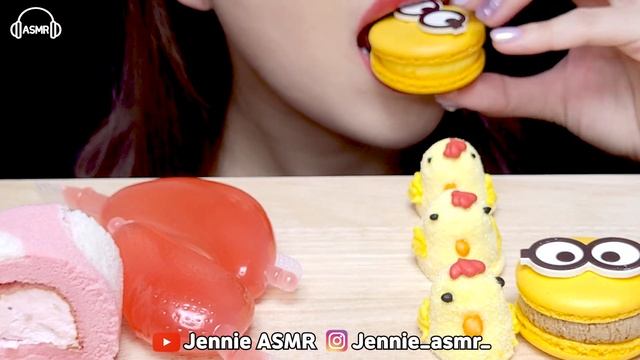 ASMR MUKBANG *RED YELLOW PARTY *ROLL ICE CREAM, JELLY, MACARON, ROLL CAKE 빨강 노랑 먹방 EATING SOUNDS смотреть онлайн