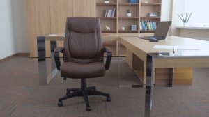 Кресло руководителя Helmi HL-E02 «Income», экокожа коричневая