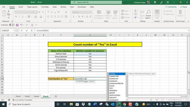 Count number of "Yes" in Excel смотреть онлайн