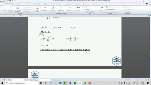 Hoja de calculo Mathcad del análisis de la ecuación general de capacidad de carga. смотреть онлайн
