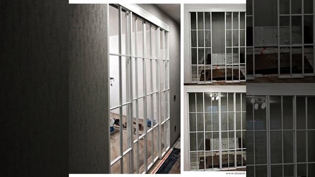 Раздвижные алюминиевые межкомнатные перегородки Слим. смотреть онлайн