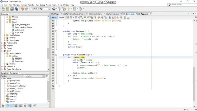 Implementation Queue with Java Netbeans IDE смотреть онлайн