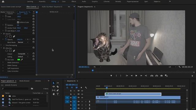 Футажи на зеленом фоне. Как убрать зеленый фон. Кеинг в Adobe Premiere Pro смотреть онлайн
