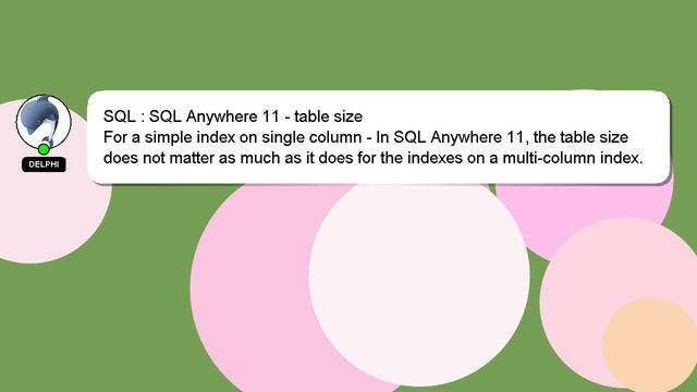SQL : SQL Anywhere 11 - table size смотреть онлайн