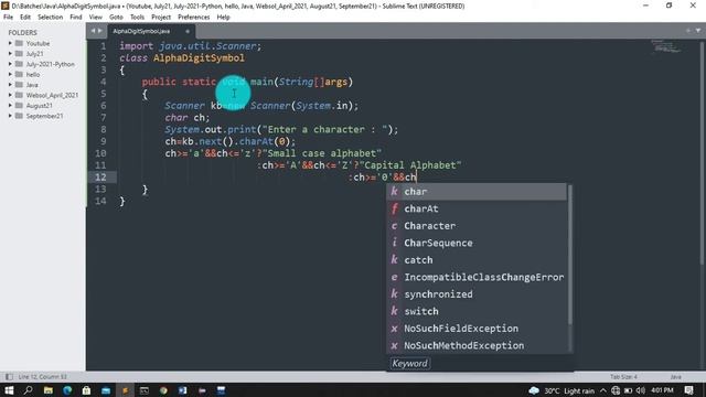 java program | check character is alphabet, digit or symbol смотреть онлайн