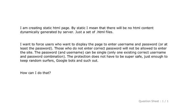 HTML : Static html page with authorisation (password protection)? смотреть онлайн