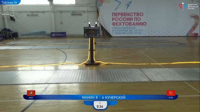 Первенство России по фехтованию среди юниоров и юниорок, СМЛ, Т16 Манин - Кучерской смотреть онлайн