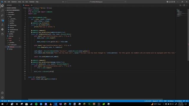 Making a Discord Bot In Python (Part 9: Mute/Unmute Commands) смотреть онлайн