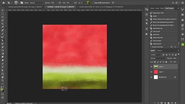 Watermelon Color-Blending Photoshop Brush tutorial: Sampling Colors from Images + Pattern Stamp Too смотреть онлайн
