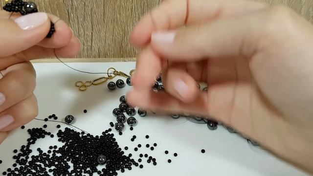 Beaded Necklace/ Black  Necklace/BLACK Pearl Necklace/DIY Necklace/Simple Necklace/Колье из бисера