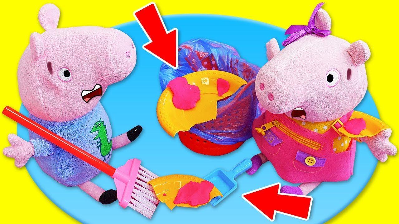 Кто ведёт себя лучше — Пеппа или Джордж? Смешные видео для самых маленьких про игрушки Свинка Пеппа смотреть онлайн