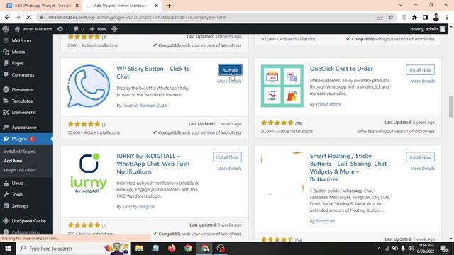How to Add WhatsApp Chat to WordPress Website | 2022 | смотреть онлайн