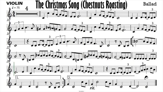 The Christmas Song Violin Sheet Music Backing Track Play Along Partitura смотреть онлайн