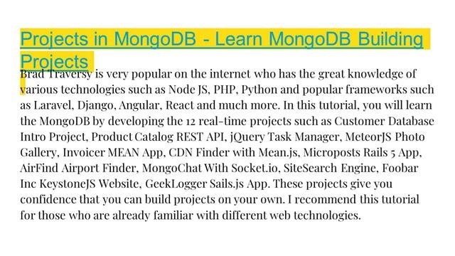Top 10 Best MongoDB video tutorials смотреть онлайн