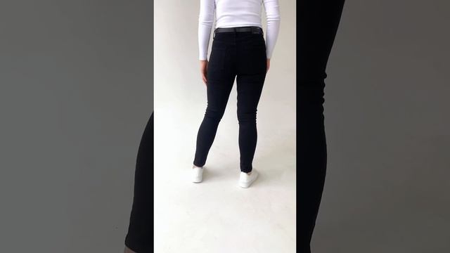 Джинсы черные узкие с высокой талией 2492-770