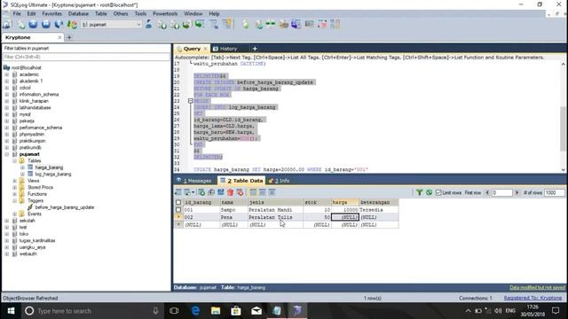 Tutorial Penggunaan TRIGGER [BEFORE UPDATE] Pada MySQL смотреть онлайн