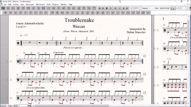 Drum Score World (Sample) - Weezer - Troublemaker смотреть онлайн