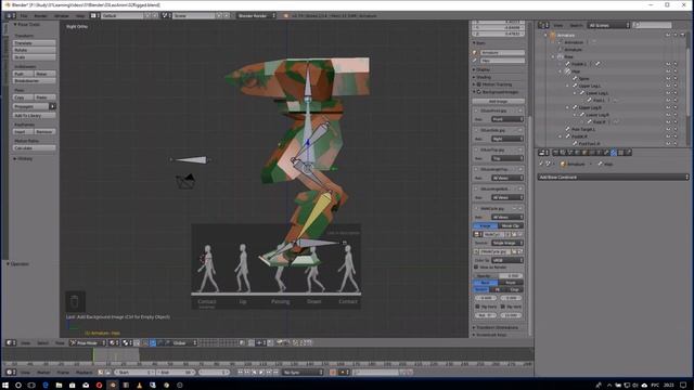 103.03 Анимация робота в Blender. Инверсивная кинематика и задание ключевых позиций для цикла ходьб смотреть онлайн