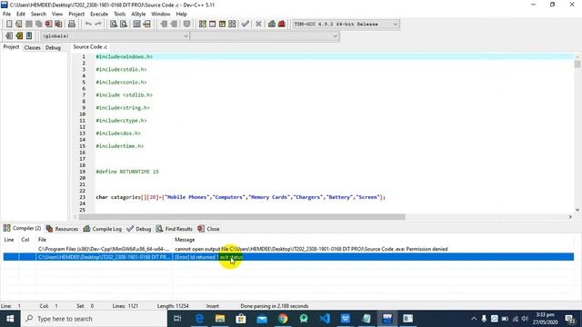 How to fix Error id returned 1 exit status in C Programming English Language by HEMDEE смотреть онлайн
