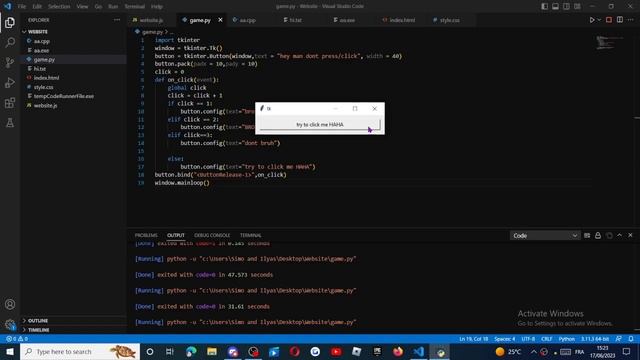 python tkinter code (stop pressing me) смотреть онлайн