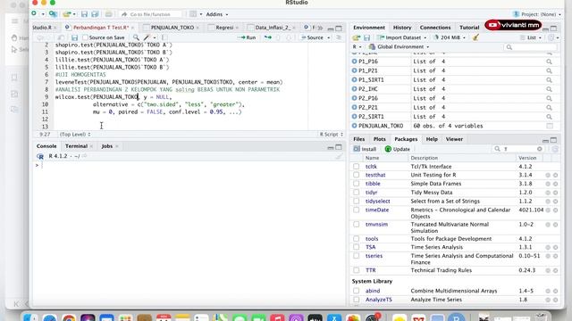 Tutorial di R Studio Perbandingan 2 kelompok saling bebas Nonparametrik - Uji Mann Whitney U Test смотреть онлайн