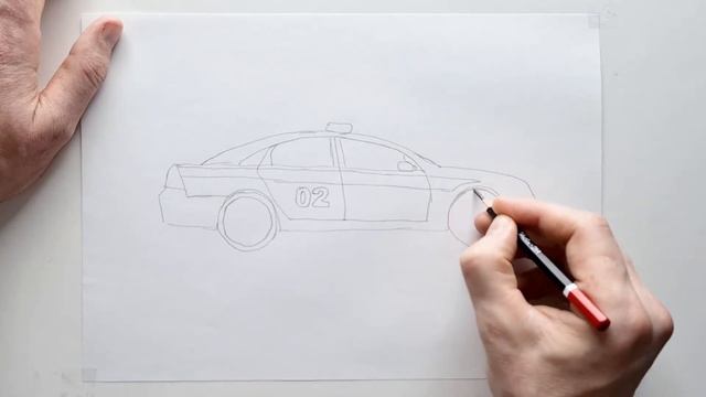 Drawing police car for Beginners: Pencil Drawing Tutorial for Kids - How to draw a police car смотреть онлайн