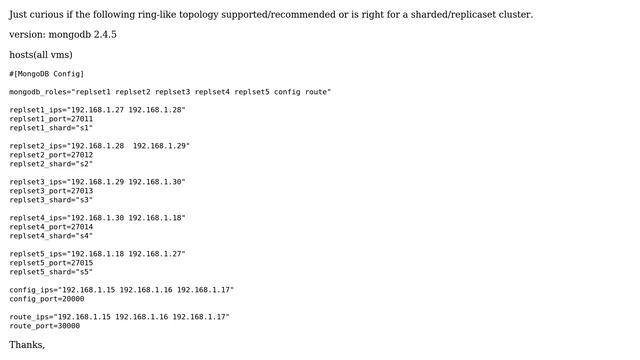 Databases: Ring topology support of MongoDB ReplicaSet and Sharding? смотреть онлайн