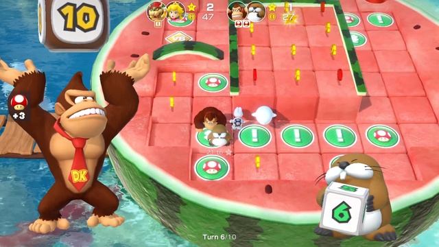 Super Mario Party Partner Party Watermelon Walkabout Bowser Peach vs Donkey Kong Monty Mole смотреть онлайн