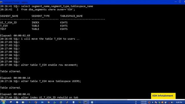 Table And Index Movement In Oracle Database смотреть онлайн