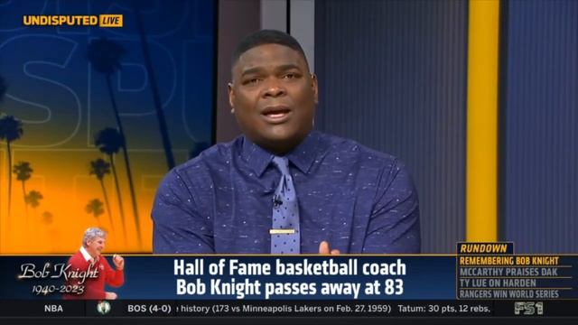 UNDISPUTED | Skip Bayless react to legendary Indiana Hoosiers basketball coach Bob Knight dies at 8 смотреть онлайн