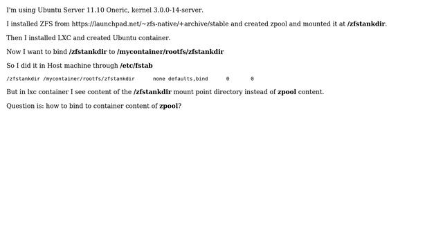 How do I bind a ZFS pool to a LXC container? смотреть онлайн